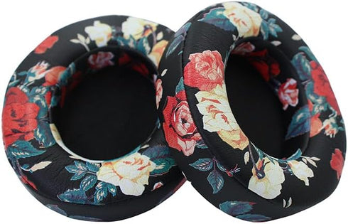 Replacement Ear Pads for Beats Studio 2 & 3 Wired/Wireless, Model B0501 B0500, Black Flower, Protein Leather and Memory