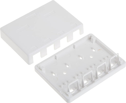 4 Port Keystone Jack Surface Mount Box, White, for Networking & Home Theatre