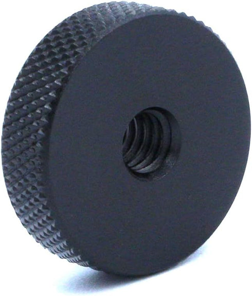 2 Pack 25mm Large Knurled Edge 1/4"-20 Female Thumb Wheel Lock Nut Adapter, Black