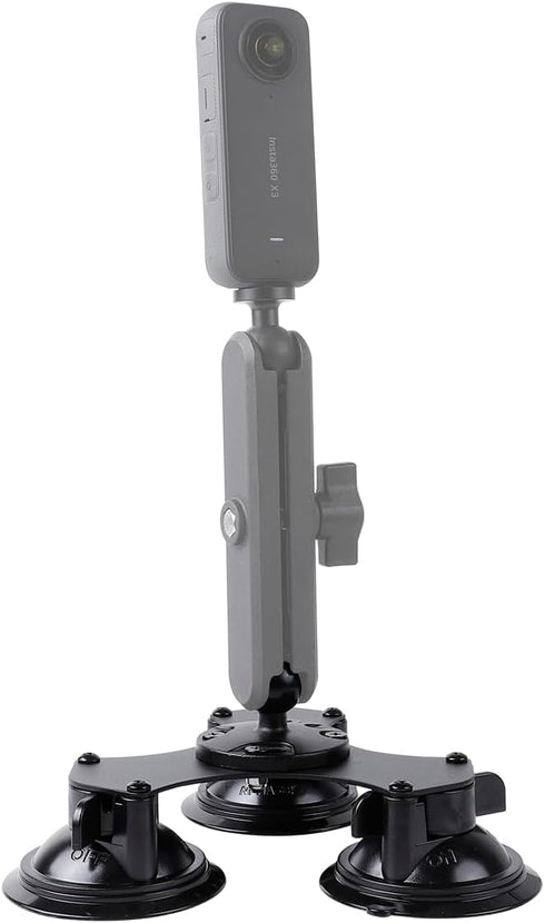 Triple Suction Cup Car Base Mount with 25mm/1" Ball for Ball Phone Mount, Compatible with RAM Mounts