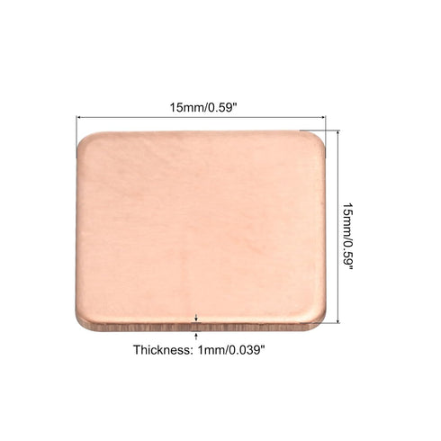 MECCANIXITY 15mm x 15mm x 1mm Copper Pad Shim Heatsink, Thermal Conductive Heat Sink for Electronic Chip Cooling, Pack