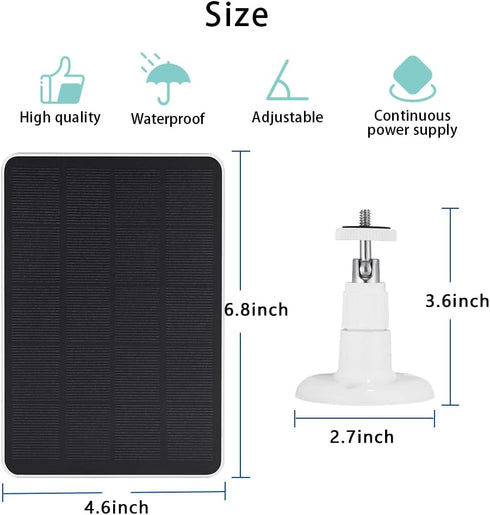 Solar Panel Compatible with WYZE Battery Cam Pro, 2 Pack, 4W with 10ft Micro USB Charging Extension