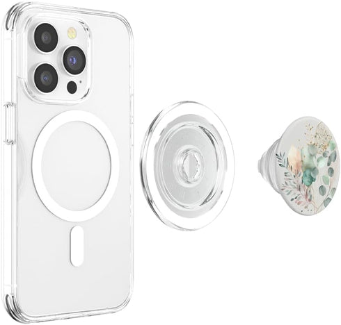 PopSockets PopGrip for MagSafe Botanical Watercolor Eucalyptus Leaves Green Blossom Flowery