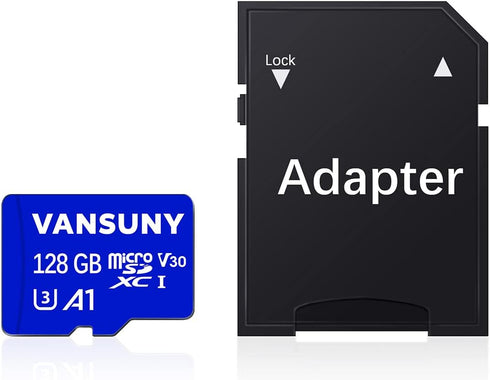 Vansuny Micro SD Card 128GB microSDXC Memory Card with SD Adapter A1 App Performance V30 4K Video Recording C10 U3 Micro SD for Phone, Security Camera, Dash Cam, Action Camera