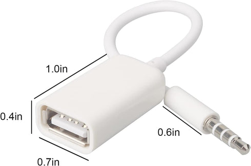 AUX to USB Adapter 3.5mm Male Audio Jack Plug to USB 2.0 Female Converter Cord Cable 2PACK