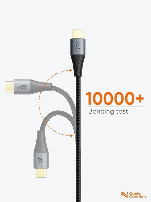 CableCreation 0.8FT Short USB C to USB C Cable 60W, Double-Braided, Compatible with iPhone 15, Galaxy S23, MacBook.