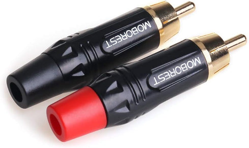 MOBOREST RCA Male Plug Adapter - Audio Phono Gold Plated Solder 24K Gold Speaker Plugs RCA Jack Cable Connector Adapter