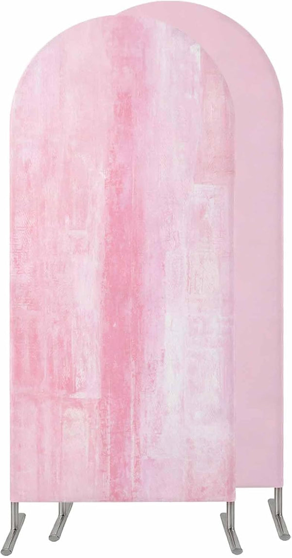 Jnbasdffb Pink Wedding Arch Cover,Stretchy Spandex Arch Backdrop Stand Covers 7.2 FT,Retro Oil