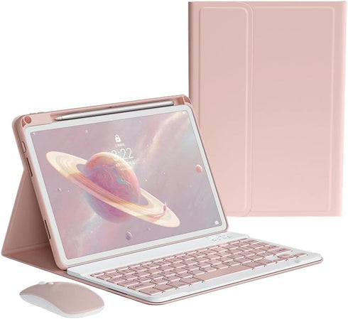 Keyboard Case Mouse for iPad Pro 11 inch M4 (2024) with Magnetically Detachable Color Keyboard Case, Pink