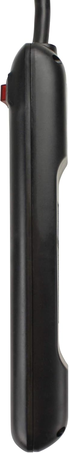 Prime Wire & Cable 6-Outlet Power Strip, Right Angle Plug, 14-3 SJT 3-Feet Cord, Black, Model PB922009