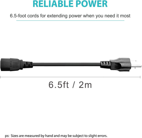6FT 3 Prong Universal Power Cord, C13 Plug for Dynex TV, ION Block Rocker Speaker, BowFlex, Sole Treadmills, Samsung TV