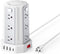 Power Strip Surge Protector, 10 Ft Extension Cord with 12 AC Outlets, 4 USB (1 USB C), White Desktop Charging Station