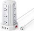 Power Strip Surge Protector, 10 Ft Extension Cord with 12 AC Outlets, 4 USB (1 USB C), White Desktop Charging Station