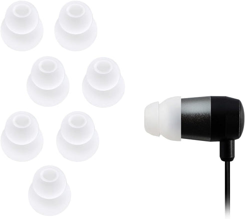 Xcessor Dual Flange Conical Silicone Earbuds 4 Pairs (Set of 8 Pieces) Transparent Medium Compatible with Most Brands