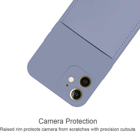Ultra Slim Liquid Silicon Gel Case for iPhone 12 Mini 5.4" 2020, Lavender Grey, with Card Holder Sleeves Slot