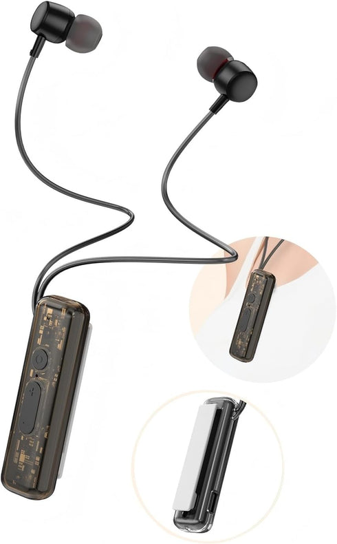 ZXQ Magnetic Lapel-Clip Neckband Bluetooth Headphones with Microphone,in-Ear Wireless Earbuds Earphone for Sport,Travel,Sleep,Live