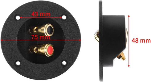 1 Pair 3-Inch Double Binding Round Gold Plate Push Spring Loaded Jacks Speaker Box Terminal Cup by BLUECELL