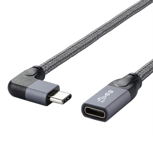 chenyang USB C Extension Cable, USB 3.1 Gen 2 Type C Male to Female Fast Charging Data Transfer 90 Degree Angled Nylon