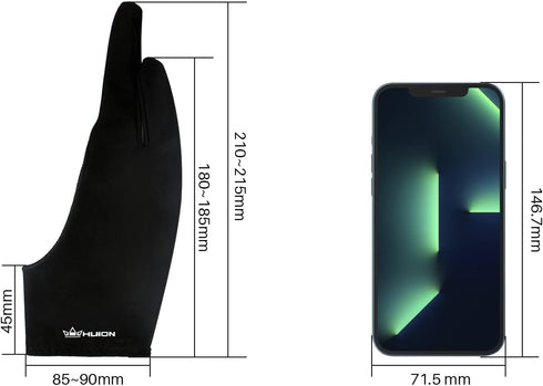HUION Artist Drawing Glove for Drawing Tablet - Two Finger Art Glove for Right and Left Hand