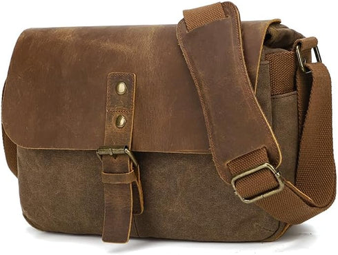peacechaos Waterproof Canvas Camera Bag, Vintage Padded SLR DSLR Shoulder Case for Women and Men