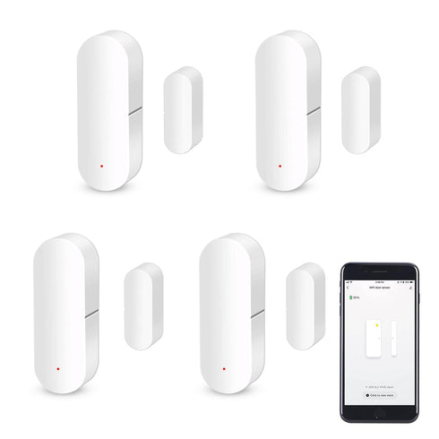 WiFi Door Sensor, Smart Window Contact Detector for Home Security, Compatible with Alexa & Google Assistant (4 Pack)