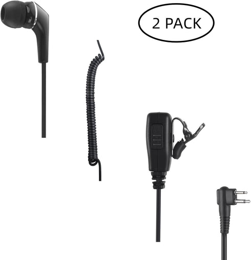 2 Pin Earpiece M1 Ear Piece Headset Ptt Mic in Ear Earbuds for Motorola cp100 cls1410 gp300 cp200d bpr40 cls 1110 1410 cp185 dlr1060 rdm2070d dlr1020 rmu2040 rdu4100 dtr700(2Pack)