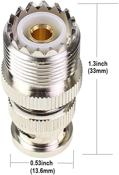 BNC Male to UHF Female PL259, Female to BNC Male SO-239 RF Coaxial Coax Adapter, 2Pcs