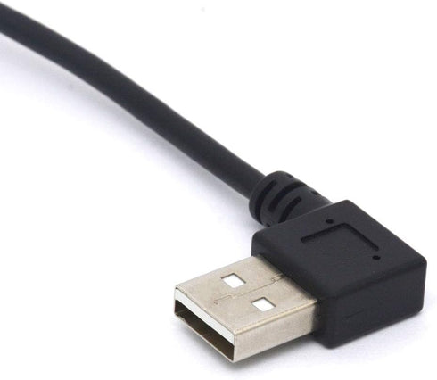 Left Angled USB Splitter Cable, 90 Deg USB 2.0 A Male to Dual Female Data Charging Adapter Cord