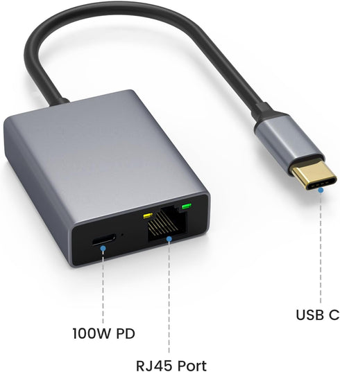 Smays Ethernet Adapter for Chromecast with Google TV, USB C to LAN Adapter with 100W Power Delivery