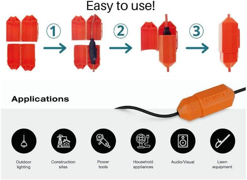 Outdoor Extension Cord Safety Cover, Weather Resistant Durable Plug Protector for Holiday and Patio String Lights