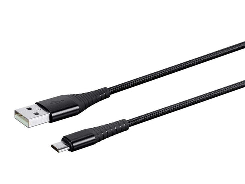 Monoprice USB 2.0 Micro B to Type A Charge & Sync Cable - 3 Feet, Black, Durable Nylon-Braid