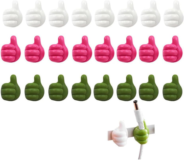 LXNIEPAN 24Pcs Creative Silicone Thumb Cable ClipsSelf Adhesive Fun Cord Holders for Desk