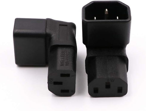 WYMECT C14 C13 90 2 Pack IEC to Power Adapter PDU Plug/Socket Up Degree for LCD Wall Mount TV