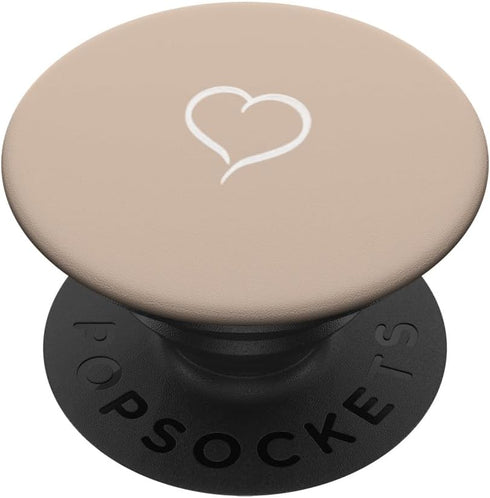 Sand / Tan / Beige Hand Drawn Heart Minimalist Love PopSockets Adhesive PopGrip