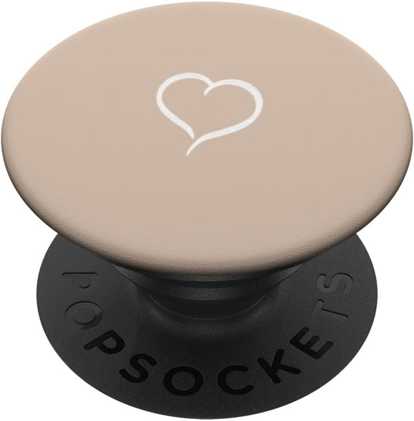 Sand / Tan / Beige Hand Drawn Heart Minimalist Love PopSockets Adhesive PopGrip