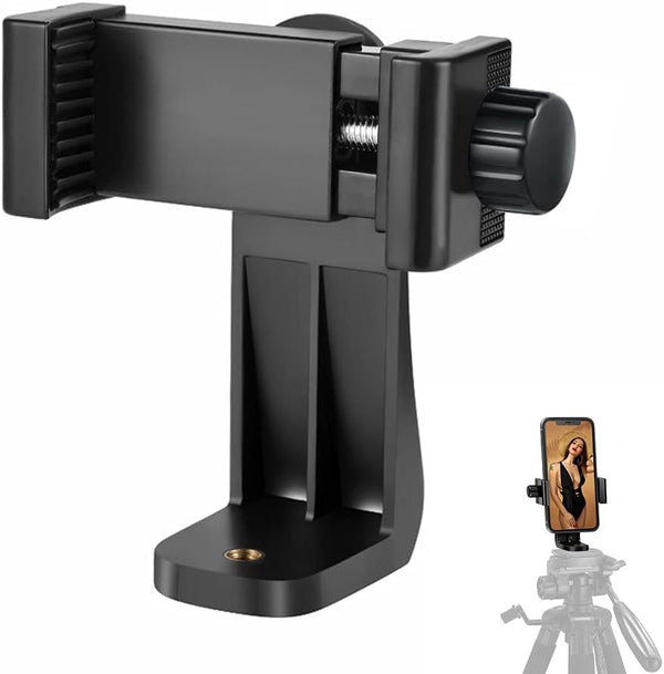 Phone Tripod Mount Adapter, Universal Cell Phone Holder, Fits Any Smartphone, Rotating Vertical and Horizontal