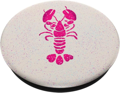 For Lobster Lovers Pink Lobster on Sand | Nautical Theme PopSockets Swappable PopGrip