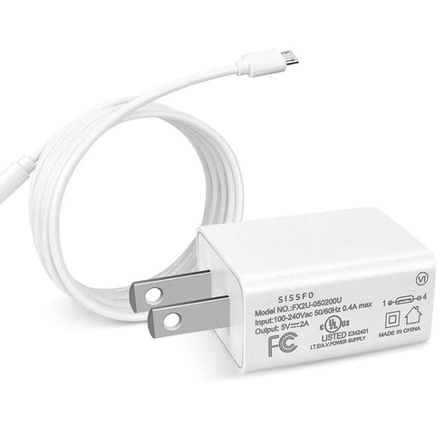 Samsung Galaxy Tab A Micro Wall Charger with 5Ft Cable - Compatible with 10.1, 8.0, 7.0, S2, Tab E, and more.