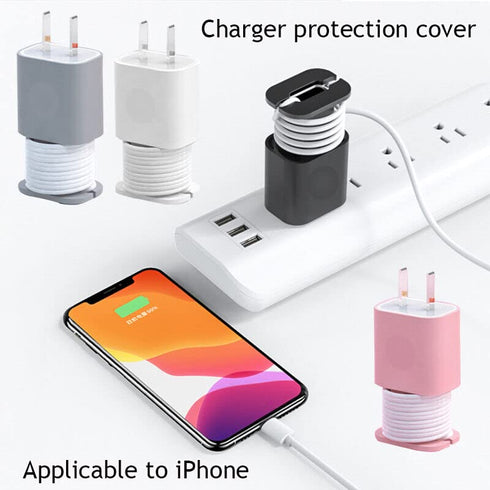 AUGEN 2 in 1 Silicone Charger Protector with Cord Wrap, iPhone Cord Organizer Cover for 18W/20W Power Adapter Case, Grey