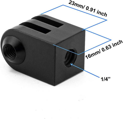Goliton 1/4" Mini Tripod Mount Adapter for Action Camera - Aluminum Alloy, Black, Compatible with Sport Action Cameras