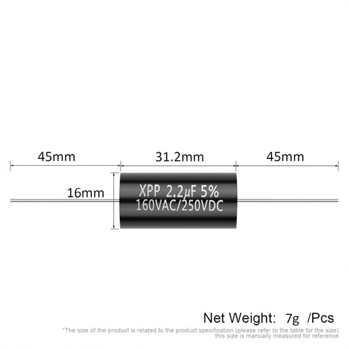 2PCS 250V 2.2UF Capacitor Frequency Divider Capacitance Audio Speaker Capacitor Polypropylene Film Non-Polarity