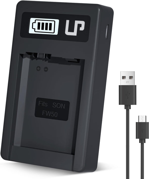 NP-FW50 Battery Charger, LCD Dual Charger for Sony Alpha A6000, A6400, A6100, A6300, A6500