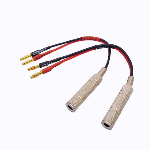 2-Pack 1/4 Inch TS Female to Banana Plug, Flexible Silicone Audio Plugs for Speaker Wire, 6 inch