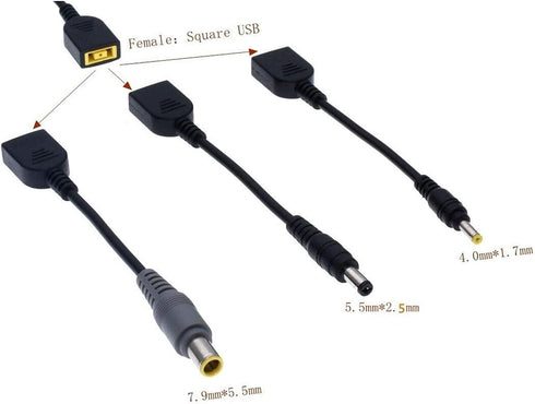 JMT DC 7.9 x 5.5mm Round Jack to Square USB Plug Converter - Laptop Power Adapter Connector for Lenovo ThinkPad