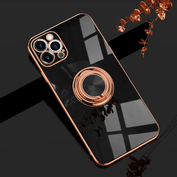 Omorro iPhone 12 Pro Max Case, Ring Holder with 360 Rotation Kickstand, Slim Soft Black Case for Women & Girls, 6.7 Inch