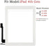 Touch Screen Digitizer Replacement for White iPad 4 4th Generation A1458 A1459 A1460 Repair Kit with Frame Bezel
