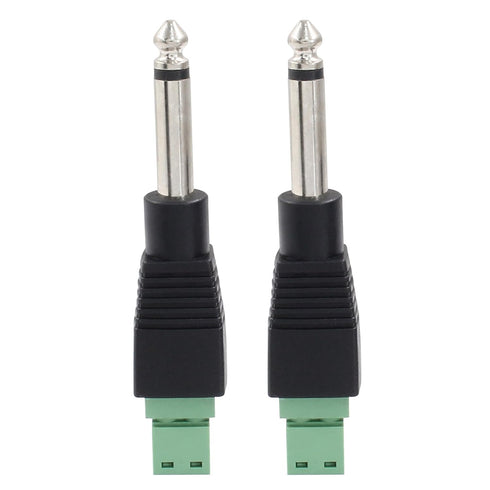 2 Pcs 6.35mm Replacement Repair Plug, Jack TS 2 Pole Mono Male Plug 1/4" 6.35mm Solderless Terminal for Speaker Cable