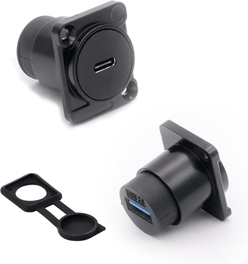 USB C to USB 3.0 Adapter Pack of 2, Panel Mount TYPE C-USB3.0 Female Converter for Data Transfer and Fast Charging