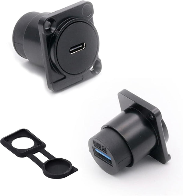 USB C to USB 3.0 Adapter Pack of 2, Panel Mount TYPE C-USB3.0 Female Converter for Data Transfer and Fast Charging
