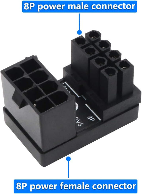 ATX 8Pin Female to 8pin Male 180 Degree Angled Adapter for Desktop Graphics Card Upgrade